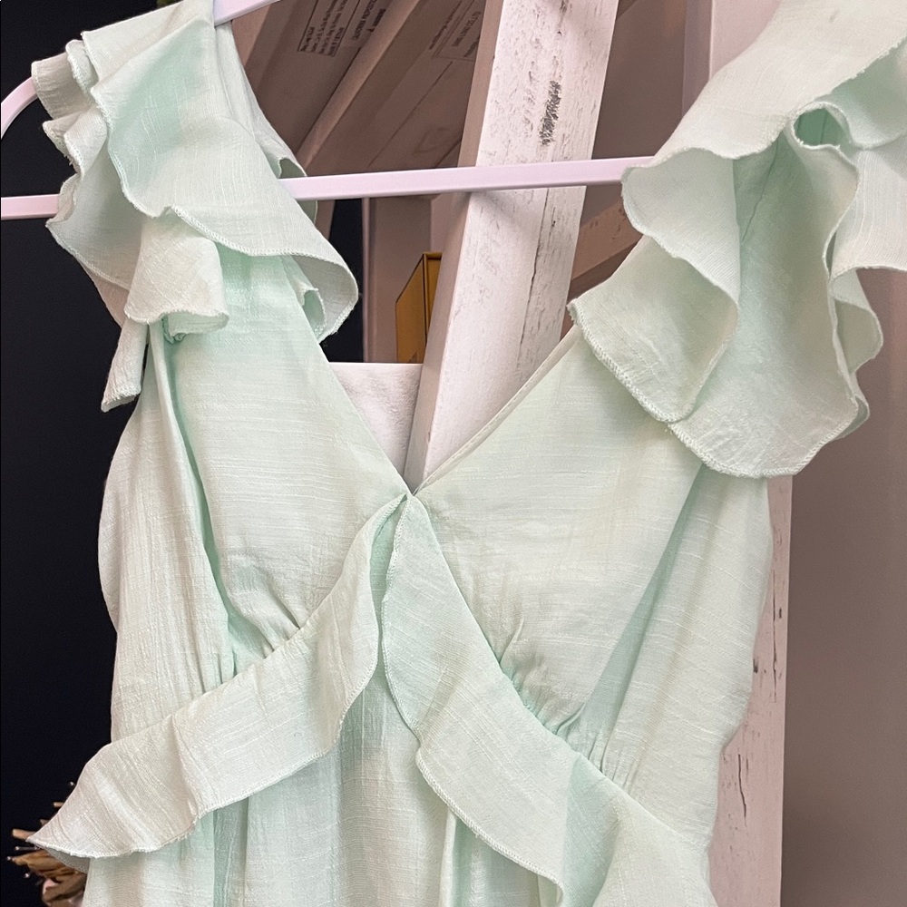 Chic Mint Ruffle Dress - Picture 2 of 5